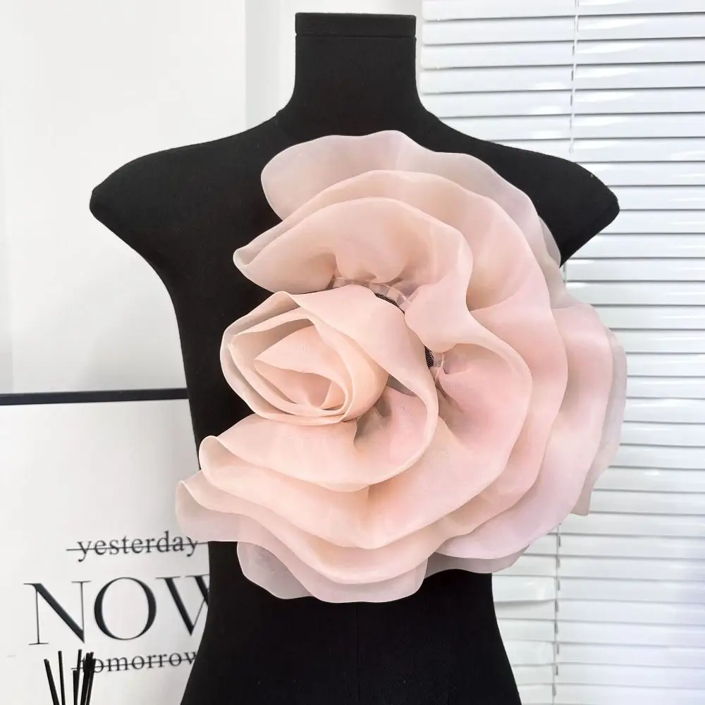 

Аппликация ручной работы в виде цветка, нашивка для одежды, украшение для воротника платья, 3D цветочный корсаж из органзы неправильной формы