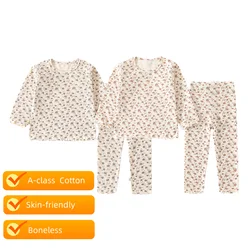 2026 Korean Trendy Infant Girls Clothes Set 0-4Y Cute Floral Boneless Comfort Home Wear Suit for Toddler Girl Loungewear