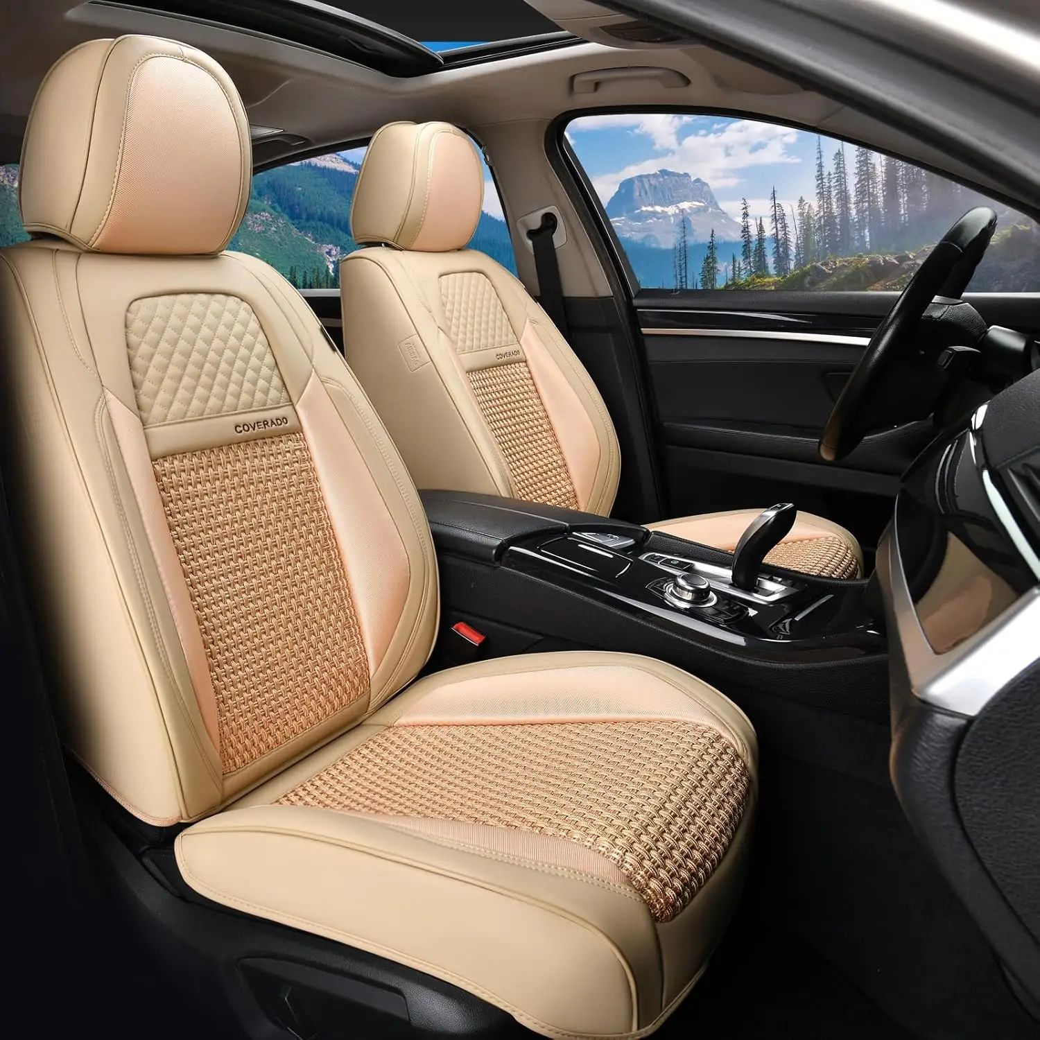 

Car Covers Front Seats, Waterproof Front Covers Nappa Leather Covers for Cars, Breathable Summer Car Cushion