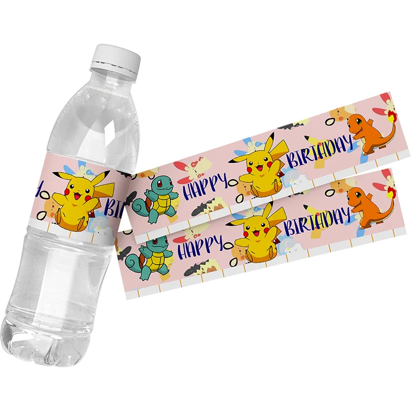 24pcs Pokémon születésnapi Kedv vize Flaska bora labels pikachu Cukorka Borítólap matricák gyerekeknek Baba zuhany Avatás decorations