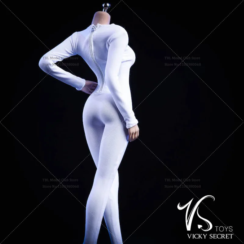 19XG37 19XG38 Effen Kleur 1/6 Sexy Slanke vrouwen Strakke Dieptepunt Ondervacht Lange Mouw/Mouwloze Jumpsuit voor 12 "Action Figure