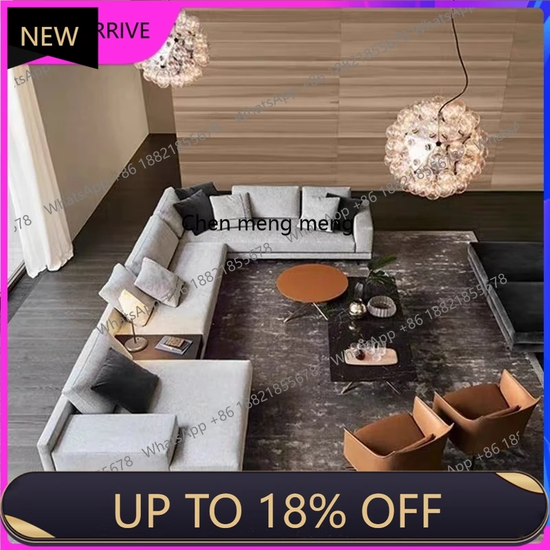 

M78 Minimalist, cotton and linen fabric leather sofa combination living room corner light luxury
