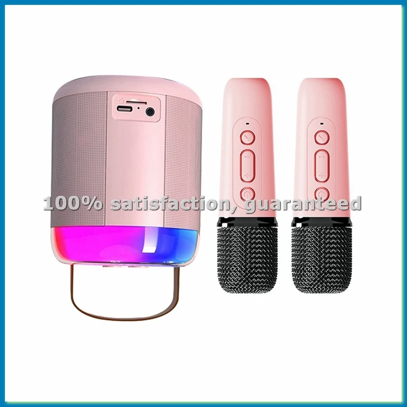 Portable Karaoke Machine Y2 KTV Bluetooth System Wireless Dual Microphone High-Fidelity Stereo Sound Pink-A51M