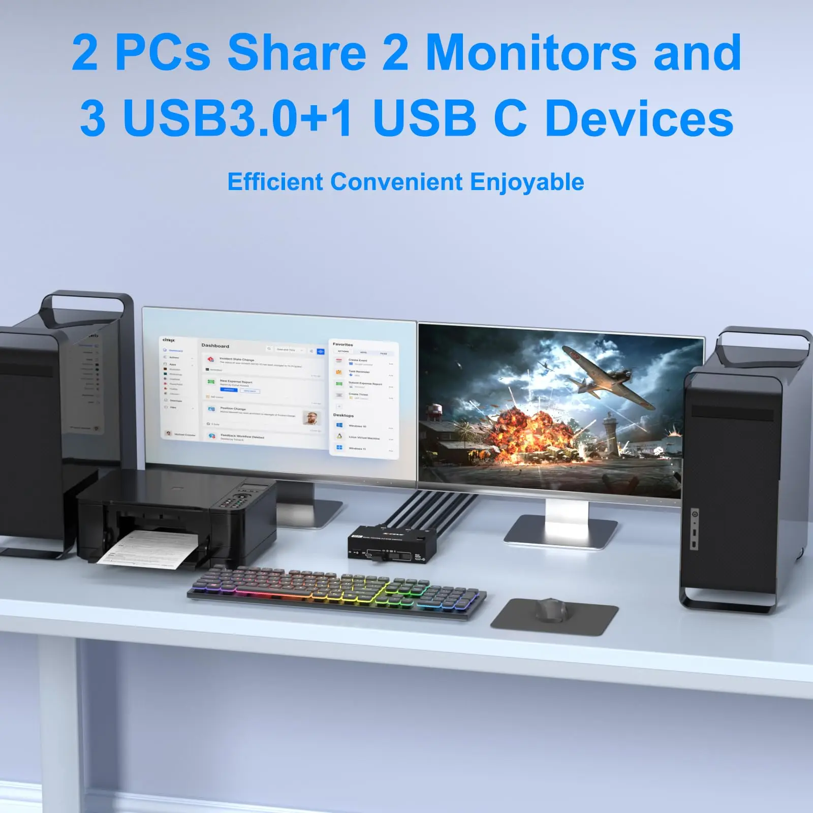 Imagem -03 - Kvm Interruptor para Monitor Usb3.0 Mais Usb c Dispositivos Remoto com Fio e Cabo Usb Incluído 8k @ 60hz Hdmi2.1