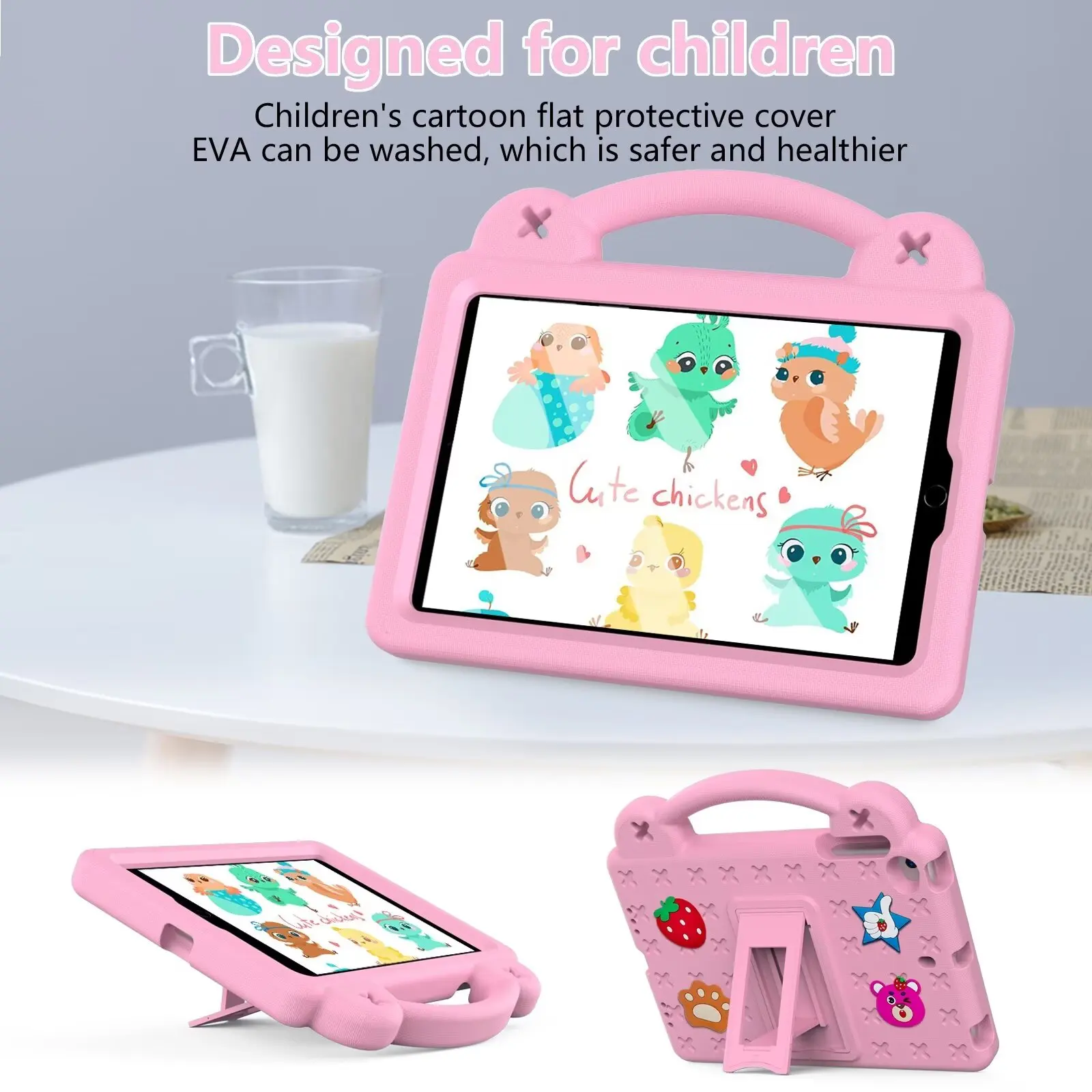 Kids EVA Cartoon Design Case for iPad mini 5 4 3 2 1 7.9 inch Shockproof Tablet Cover Built-in Stand with Shoulder Straps