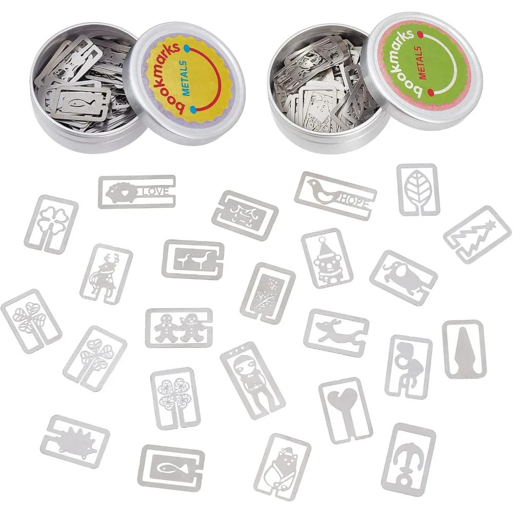 

2 коробки книжных дартс, тонкие мини-закладки из нержавеющей стали, 100 шт., металлические закладки, смешанные формы для чтения страниц, набор для изготовления знаков