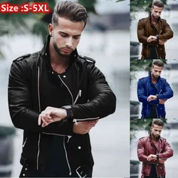 New Men's Autumn Winter Fashion PU Leather Jackets Plus Size 4XL 5XL Slim Leather Jackets Male Jackets for Men Coats Clothing