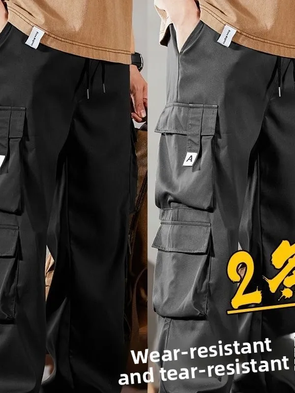 Mens Wear Resistant Work Trousers Lightweight Quick Dry Spring Autumn Dirt Work Pants Construction Site Casual Loose Fit