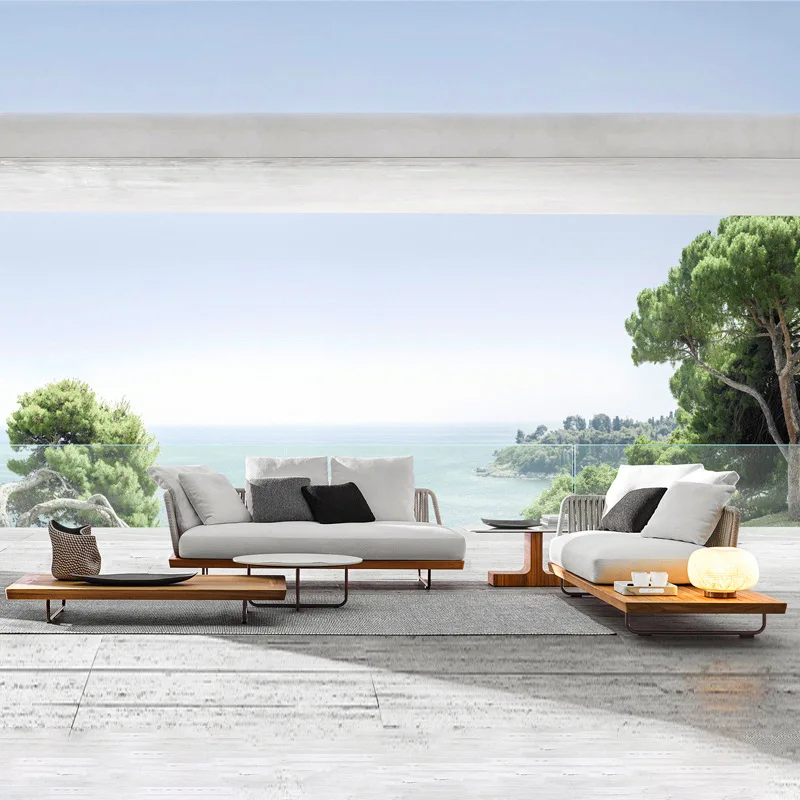 

Customizable outdoor sofa open-air solid wood garden