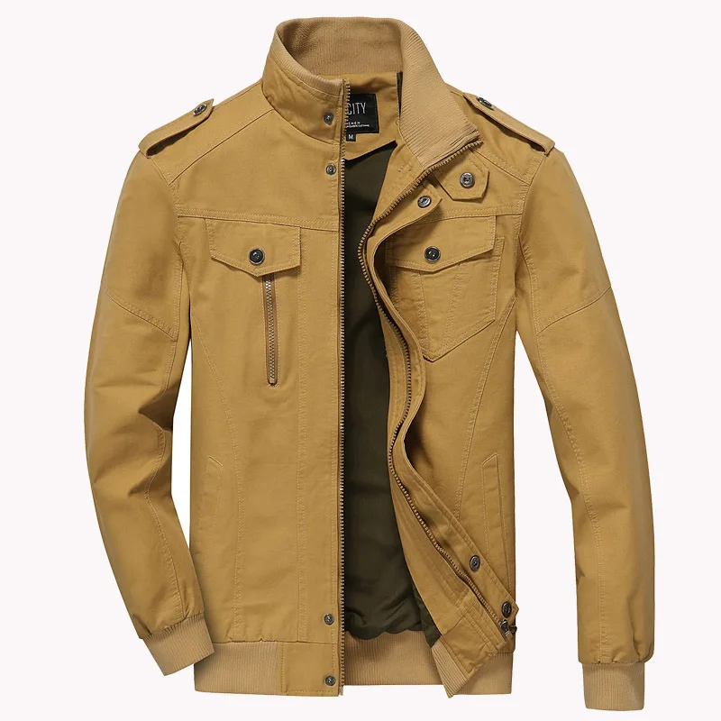2026 Men's Jacket Spring and Autumn Stand-up Collar Tooling Thin Color Jacket Large Size Casual Men's Clothing
