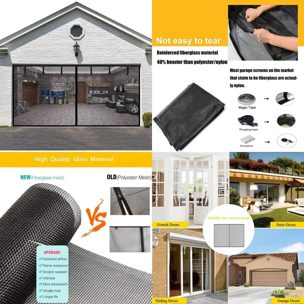 

1-Car Garage Door Screen, 12x8FT, Reinforced Fiberglass with Powerful Magnets