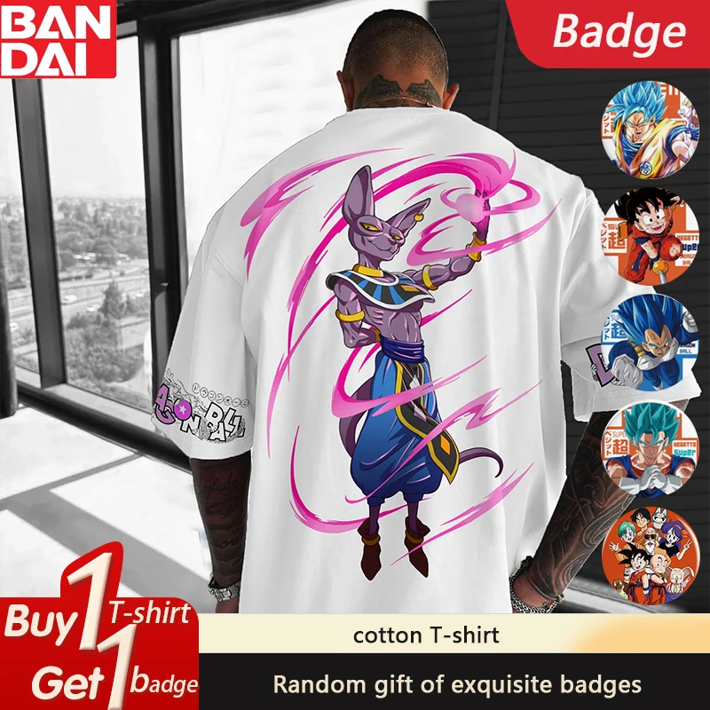 

Dragon Ball Animation GOKU Printed T-Shirt Cotton Japanese Summer Fashion Loose Men's and Women's Crew Neck Short Sleeves ins