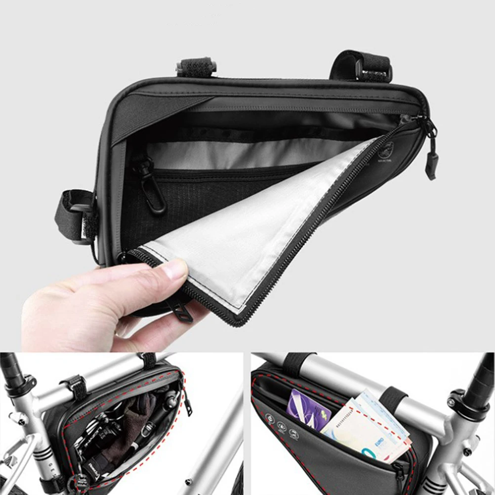 

Universal Lightweight Durable Bicycle Storage Pouch For Mountain Road Bike Fits Most Frames Holds Tools Lights Survival Gear