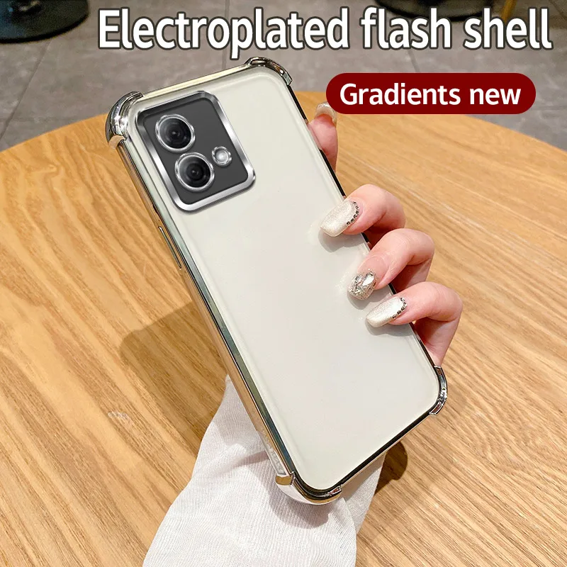 Luxo galvanizado Airbag Proteção Clear Case, macio transparente chapeamento tampa traseira, apto para Motorola Moto G84, G54, G52, G30, G20, G10