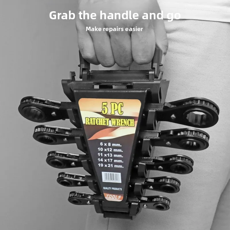 Ratchet Socket Wrench with Open Double Headed Plum Blossom Small Dual-Use Wrench, Labor-Saving Tool, Rust Proof and Easy to Carr