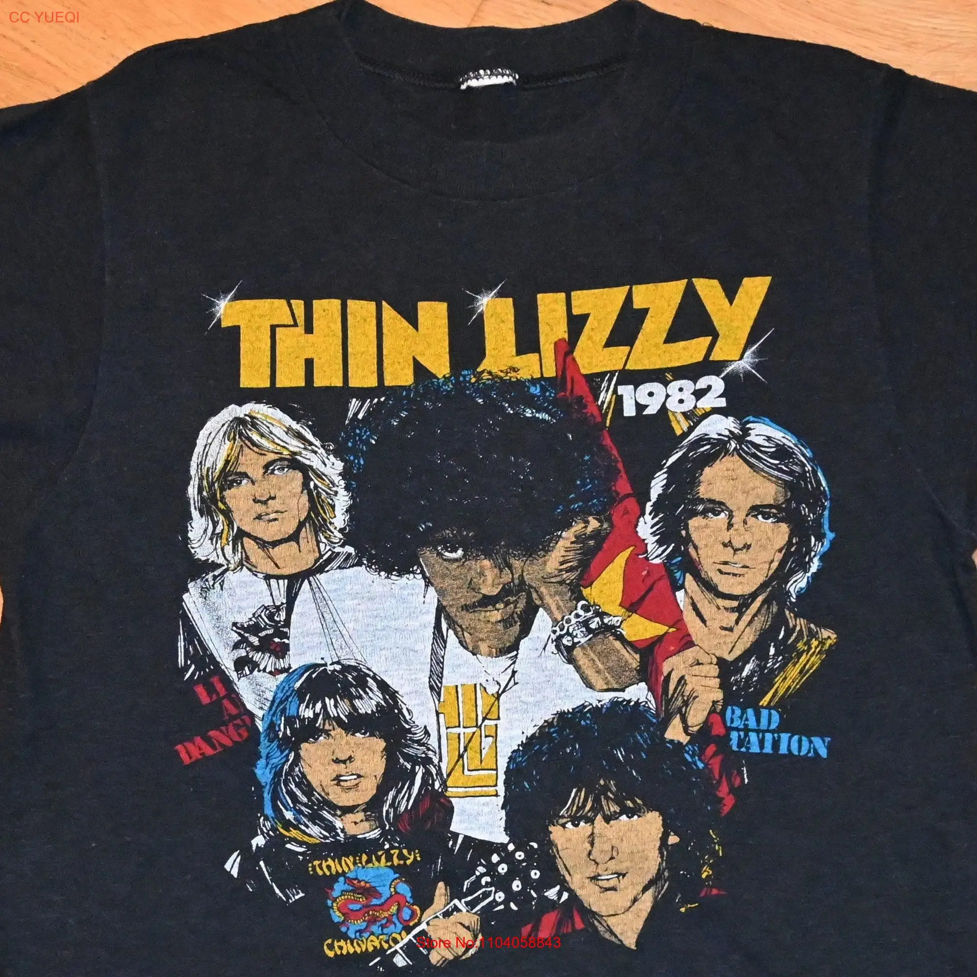 1982 THIN LIZZY vintage rare original 82 UK Tour concert rock band tee t shirt S Small 70\'s 1970\'s 80\'s 1980\'s Phil Lynott GiFT