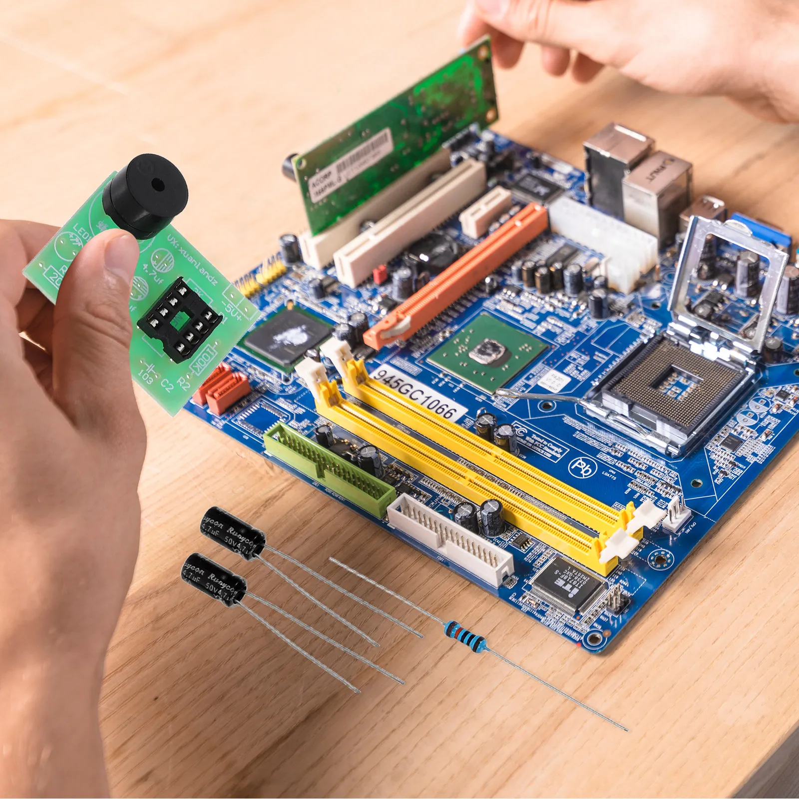 

Набор для обучения электронике из 3 предметов: мультивибратор NE555, тренировочная плата для пайки, двойной светодиодный флешер, набор для самостоятельной сборки схем