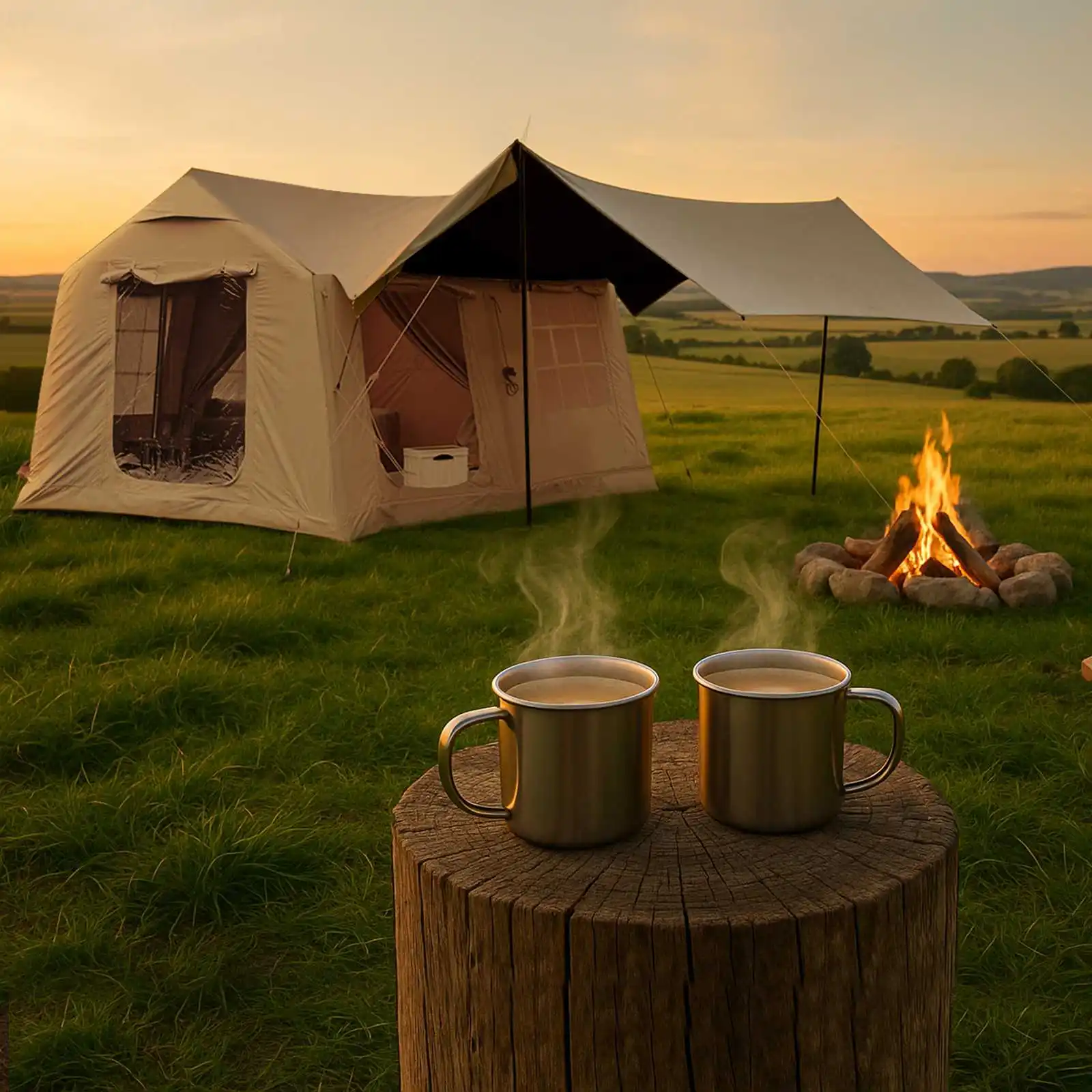 

AA AutoLarge Inflatable Camping Tent 500g PVC Floor 15cm TPU Pillars All Weather Windproof Outdoor Party Shelter