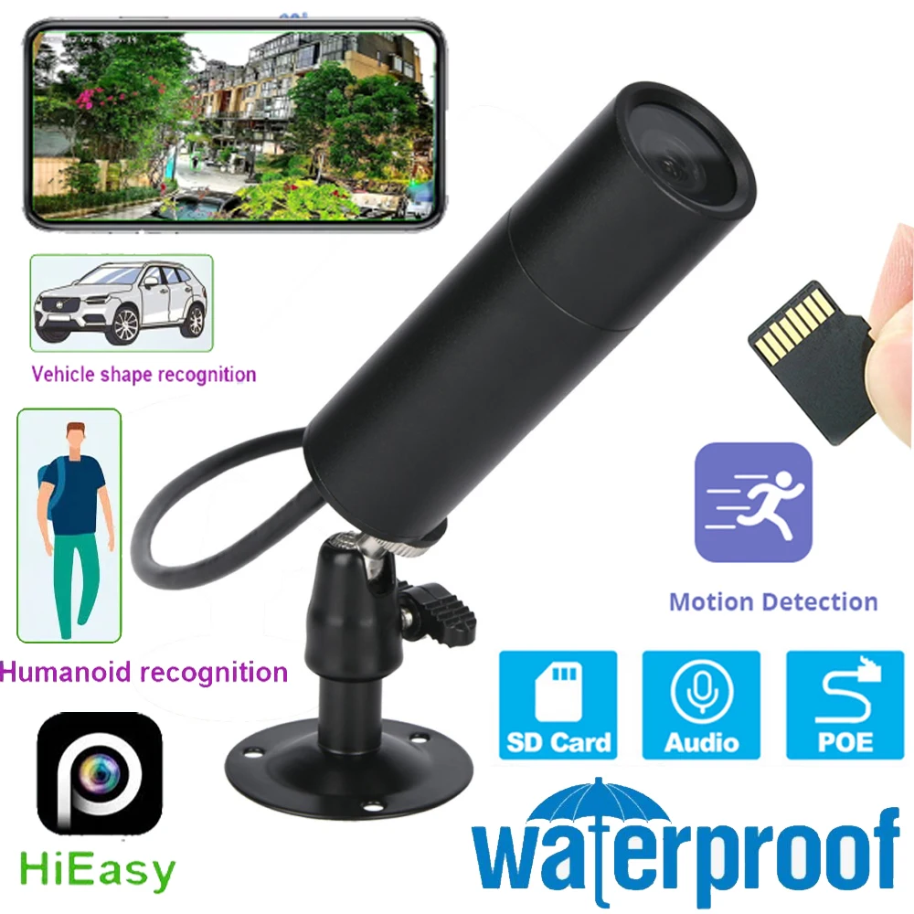

Mini Bullet Camera 5MP POE Cameras Outdoor Black-light-level Starlight Security Surveillance P2P Full HD Video Recorder Onvif IP