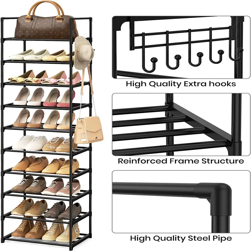 Metal Frame classic Shelf Storage chrome slide out shoe rack Organizer Wooden Bench shoes rack stand