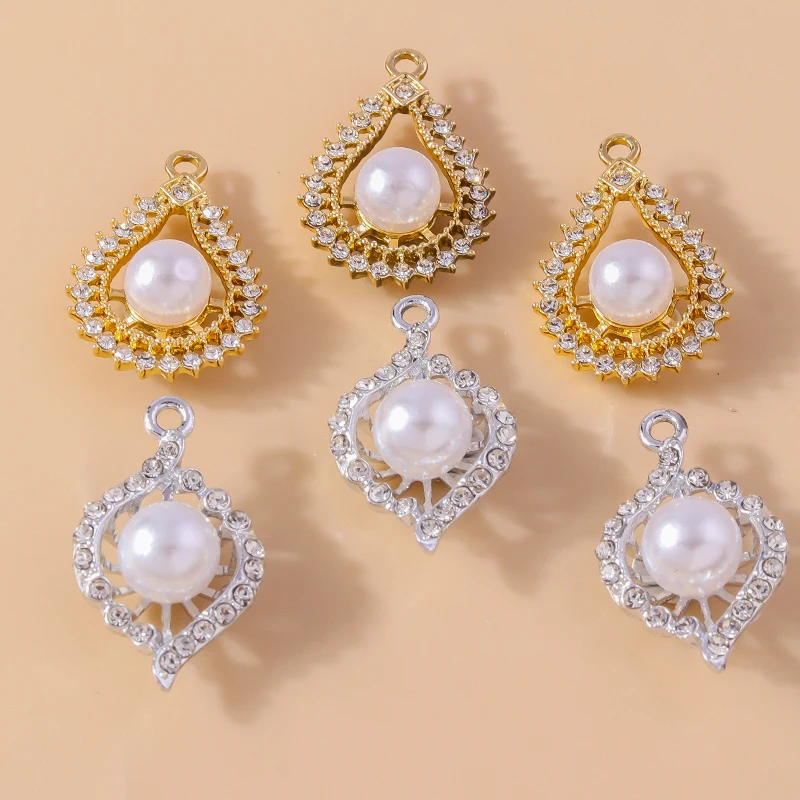 

20pcs 16x28mm Elegant Crystal Pearl Water Drop Charms Pendants for Jewelry Making Earrings Necklaces Bracelets DIY Crafts Supply