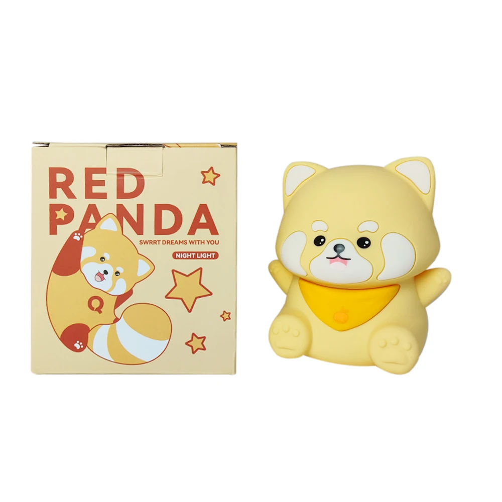 LED Red Panda Night Light Silicone Nursery Sleeping Lamp ricaricabile 2 livelli dimmerabili lampada da tavolo con sensore tattile per camera da letto