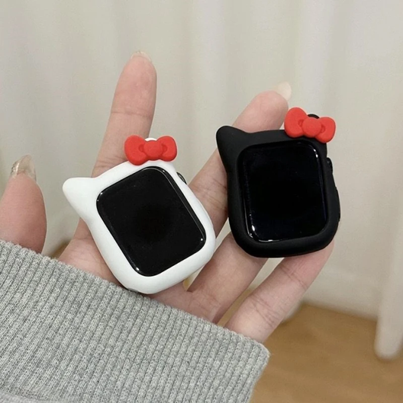 Cute Silicone Bumper Case for Apple Watch Series 10 9 8 7 6 Se 5 4 Cartoon Cat Protection Cover for IWatch 41mm 40mm 44 38 45 42