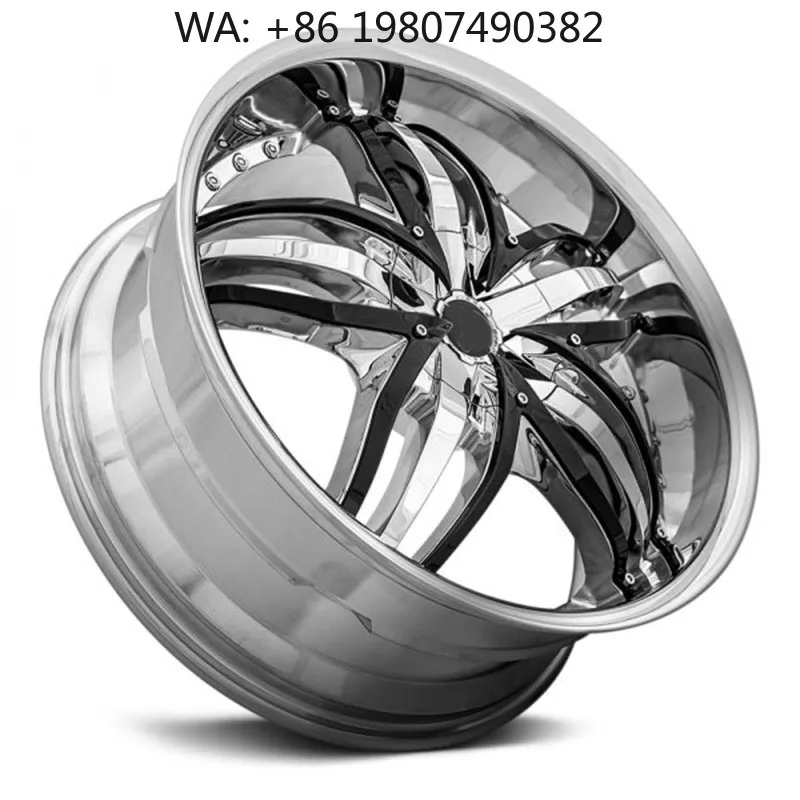 20 Inch 5-Spoke Deep Dish Double Block Forged Wheels Multi PCD Spec Chrome Insert Custom Aftermarket Auto Rims
