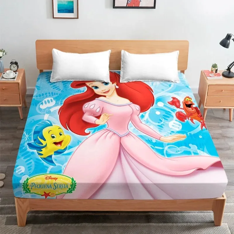 Mermaid Ariel Fitted Sheet Cover,Disney Mermaid Ariel Bed Sheet,Cute Princess Cartoon Printing Sheets,Bedding Children Gifts