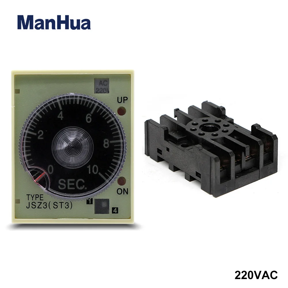 ManHua ST3PC-B On-dealy Time Delay 1 Switch Instantaneous 1 Switch AC220V 3A Timer Timer Relay