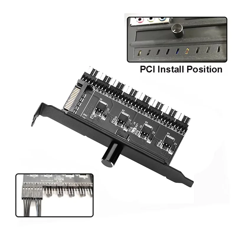 7/8-Channel Cooling Fan Hub Speed Controller Cable Splitter 3Pin 4Pin Power Supply Sata Charging Radiator for PC Temperature