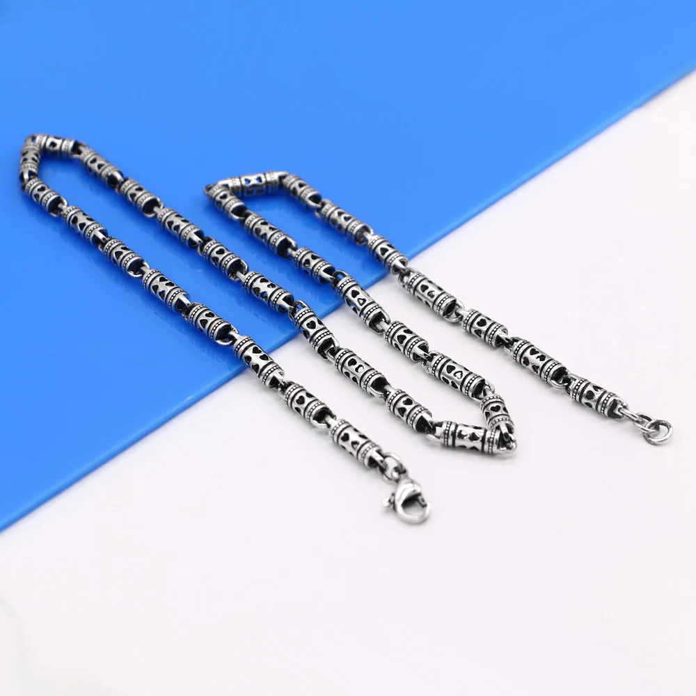 

Vintage Fashion Classic round tube Chain Necklace Men 925 Sterling Silver Long Necklace For Men Women Chain Men Necklace Jewelry