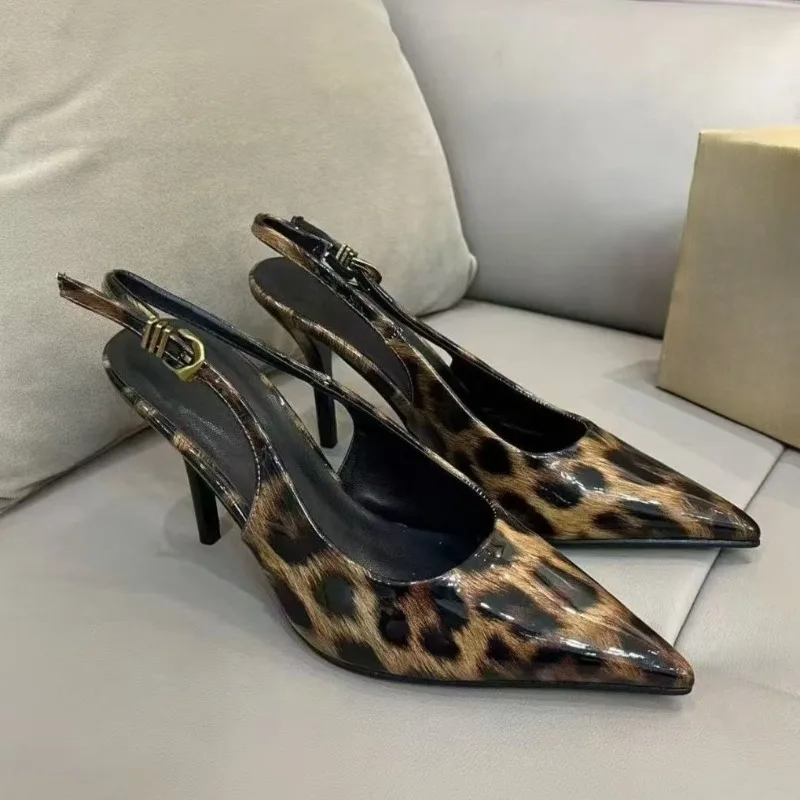 

Wild Leopard Print High Heels Women Summer Sandals Elegant Pointed Toe Party Dress Shallow Stilettos Nightclub Lady Shoes