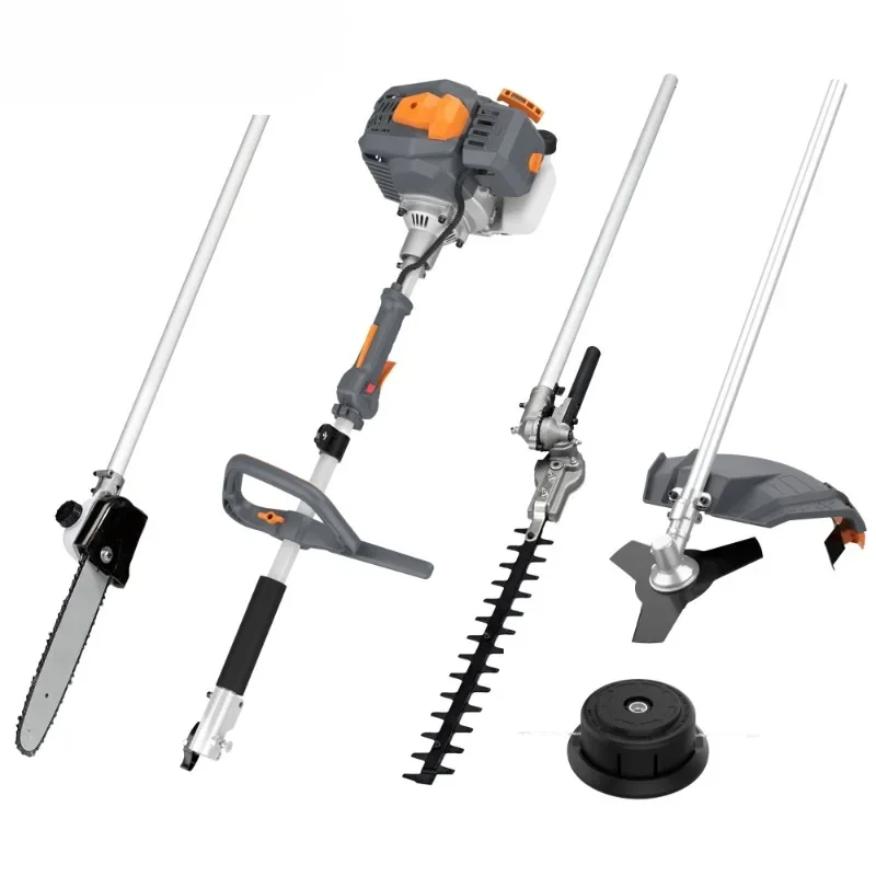 Cordless 4-in-1 trimmer, hedge trimmer, high branch saw, pruning shears, multi-functional brush cutter