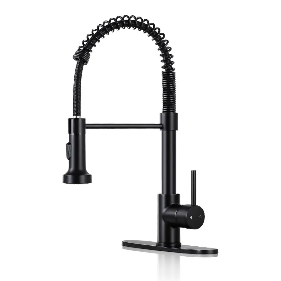

Kitchen Faucets with Pull Down Sprayer Matte Black Dual Mode Setting Single Handle 1 or 3 Holes Commercial Black Kitchen Sink Fa
