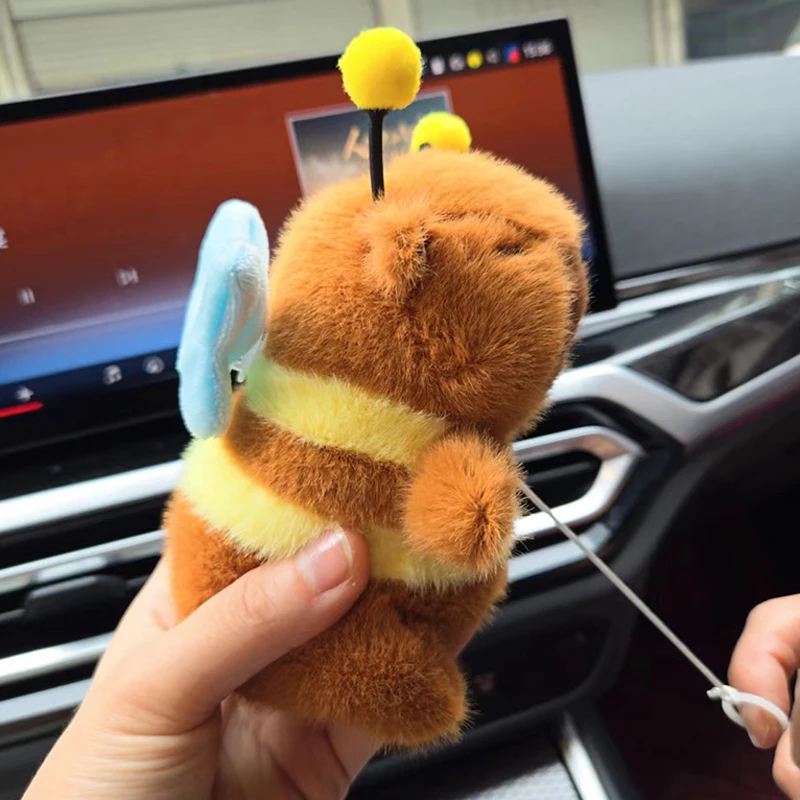 1PCS Cute Small Plush Toy Pendant Capybara Keychain New Bee Dolphin Simulation Doll Car Key Ring Bag Decoration Gift