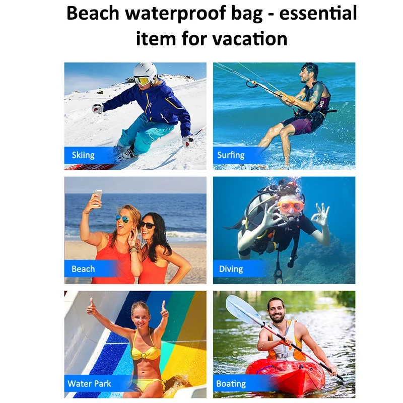 Waterproof Phone Bag 7.5 inch Universal Touch Screen Swimming Surfing Storage Pouch with Detachable Strap Phone Protection Bags