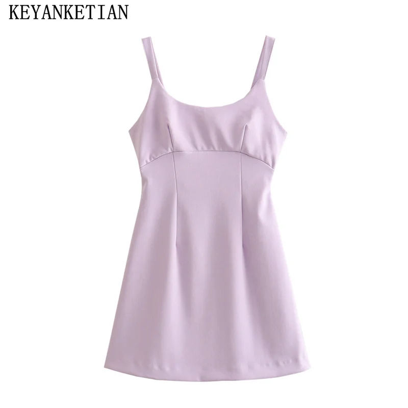 

KEYANKETIAN 2024 New Launch Women's Diamond-Embellished Halter Dress Stylish Sexy Hollow out Backless Slim Sleeveless Mini Dress