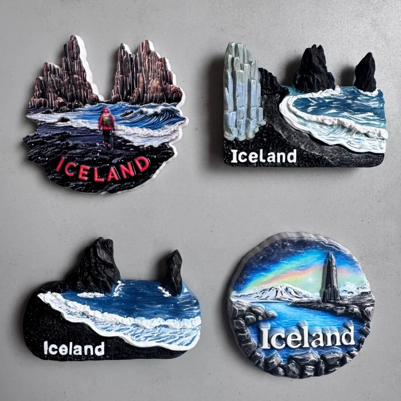 Iceland Fridge Magnets Reynisfjara Black Sand Beach Travel Souvenir Aurora Glacier Vic Town The Nordic Rennes Rock Columns GIFT