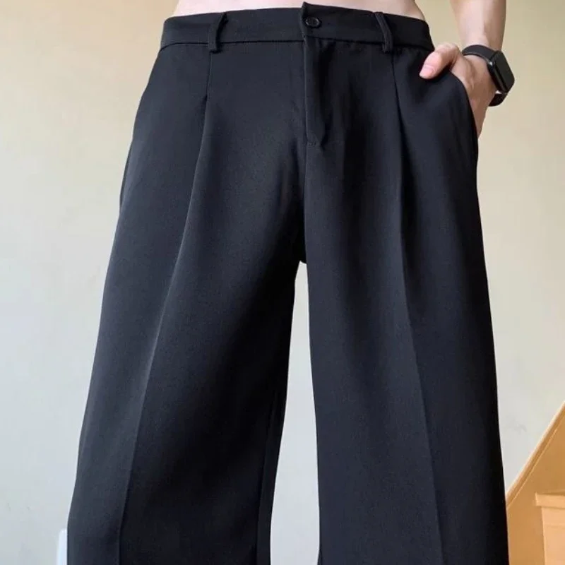 Black Business Suit Pants for Men 2024 Summer Straight Leg Trousers for Office and Formal Occasions Men Clothing Pants pantalons