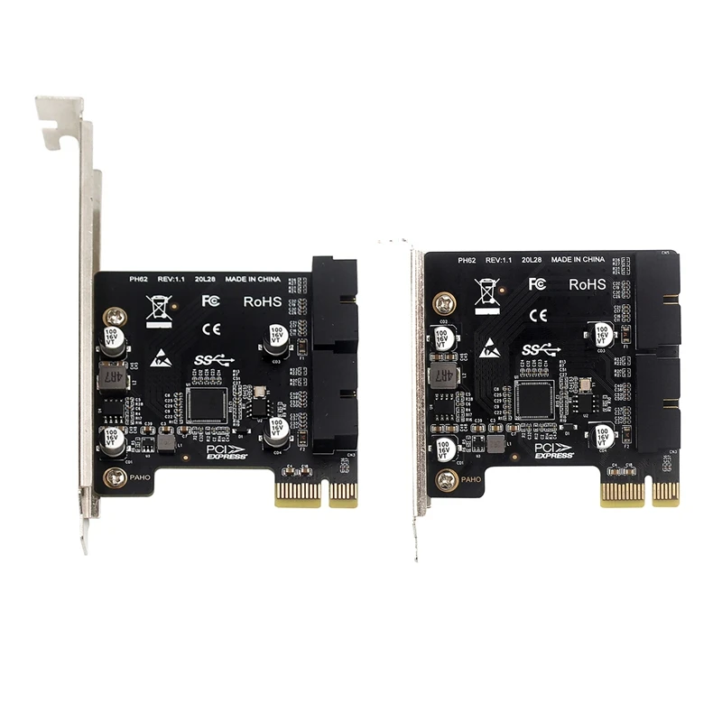 PCIE Expansion Card PCI-E X1 To USB3.0 Dual 19/20PIN Interface Line Chassis Front Expansion Card