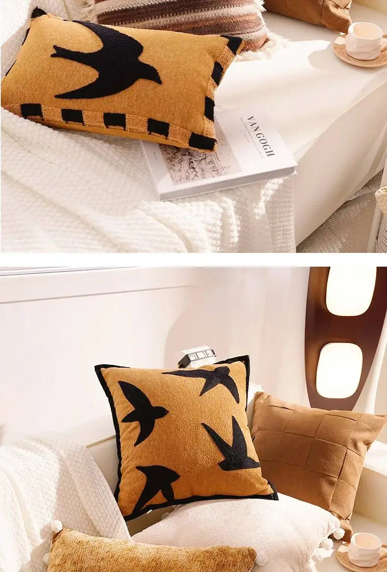 Amerikanischer Luxus-Kissenbezug mit Waldmotiv, weicher Chenille, moderner Plüsch-Dekokissenbezug für Wohnzimmer, Sofa, Bettdekoration – Detail 16