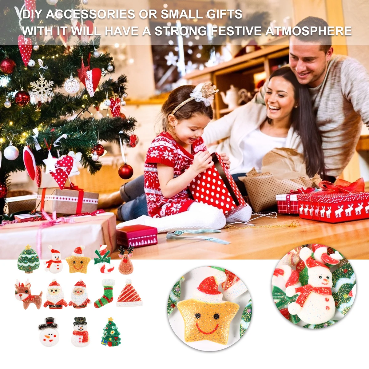 

50Pcs DIY Resin Accessories Christmas Handmade Decoration Bright Colorful Smooth Resin Patches Festive Accessories