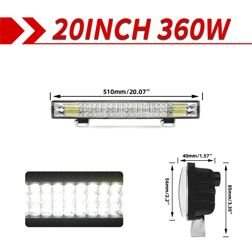 CO LICHT 12 "20" 26 "32" 40 "LED Lichtbalk 3-Rijen 90000LM Flood Spot Offroad LED Rijden Licht voor Pickup Truck SUV ATV UTV Boot 4x4