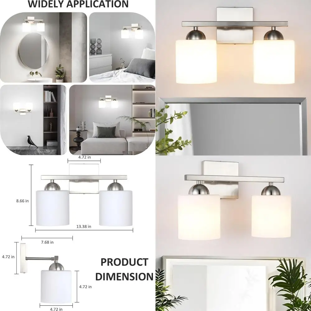 Современные светильники для туалетного столика в фермерском доме с белыми стеклянными абажурами для ванной комнаты, светильниками над зеркалом, розетками E26