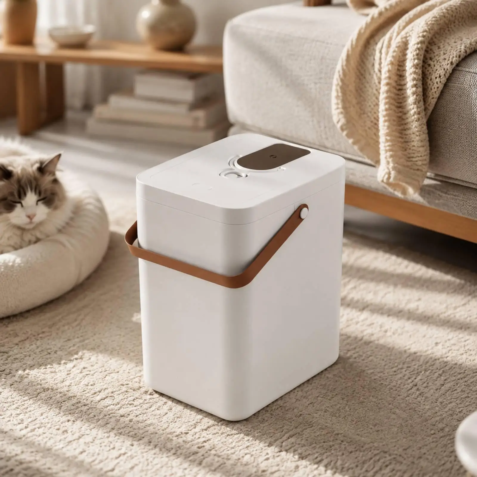 Vacuum Pet Food Storage Container 13L Smart Grain Bucket with Carry Handle for Dog Cat Dry Food