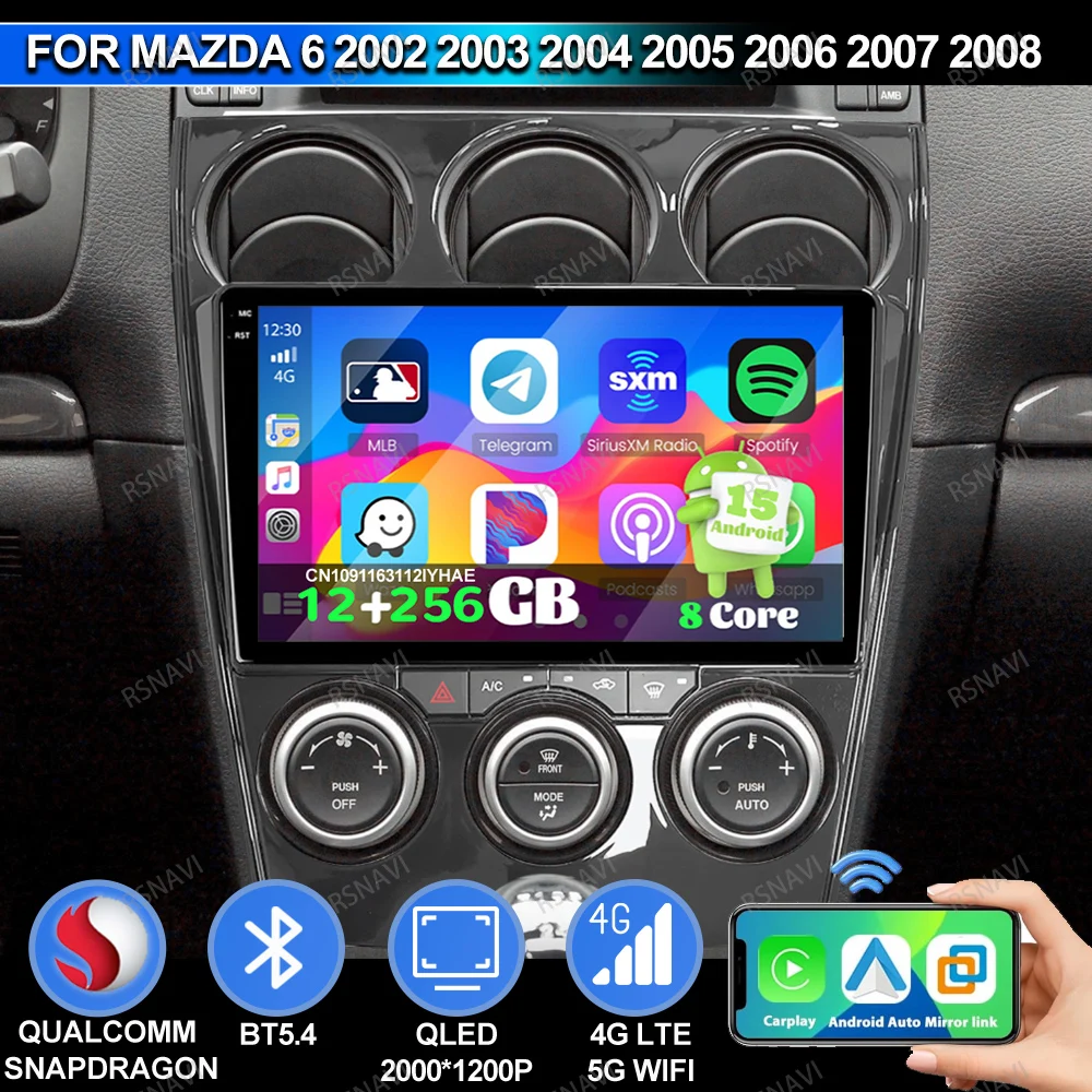 Car Radio Android 15 For Mazda 6 2002 2003 2004 2005 2006 2007 2008 Head Unit Tesla Model 3 Accessories Multimedia Viedo Player