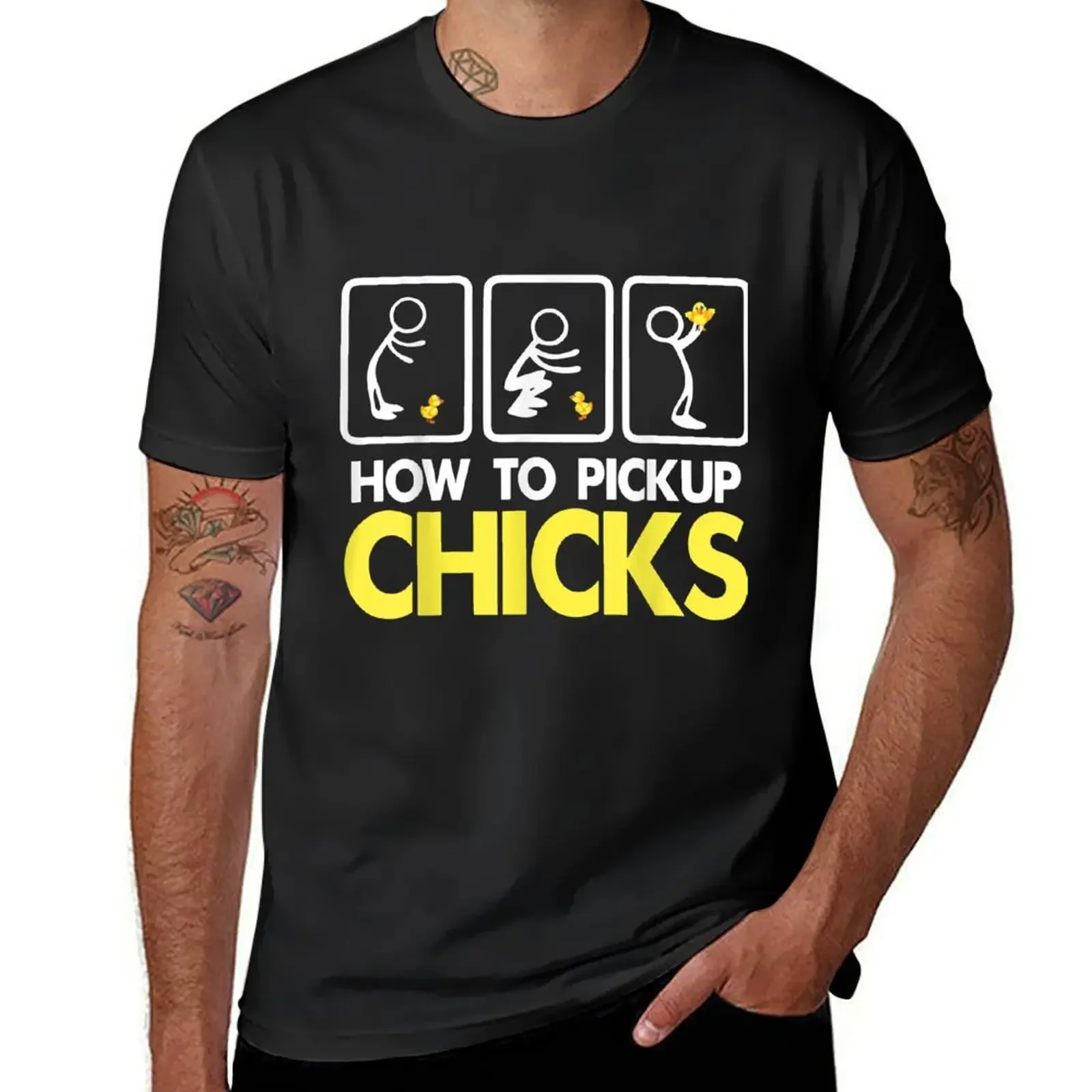 

How To Pick Up Chicks T-Shirt blacks kawaii clothes vintage graphic tee blanks mens plain t shirts