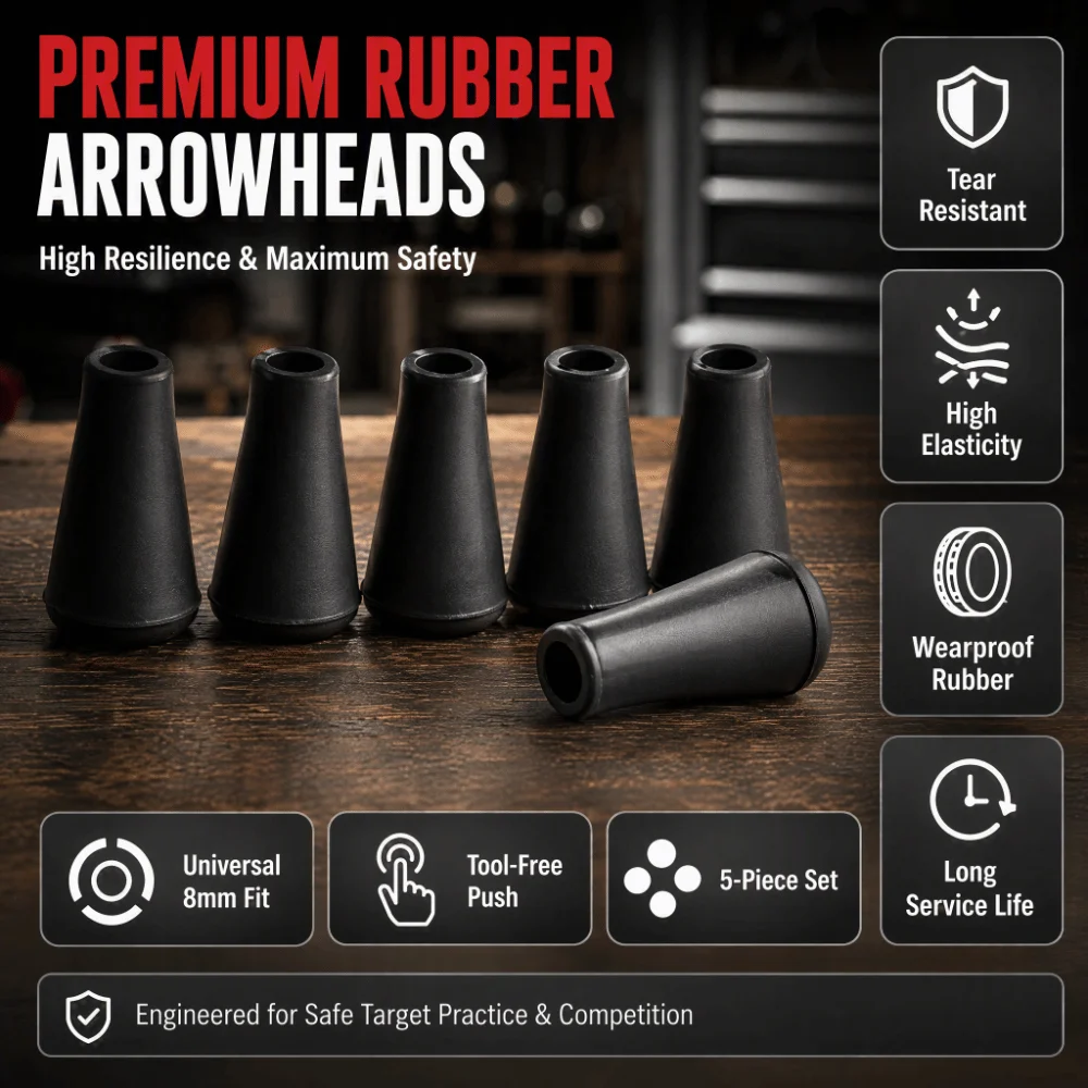 5PCS Safe 8mm/0.31in Inner Diameter Archery Arrow Tips Rubber Blunt Points Replacement Arrow Tips for Arrows Training Outdoor