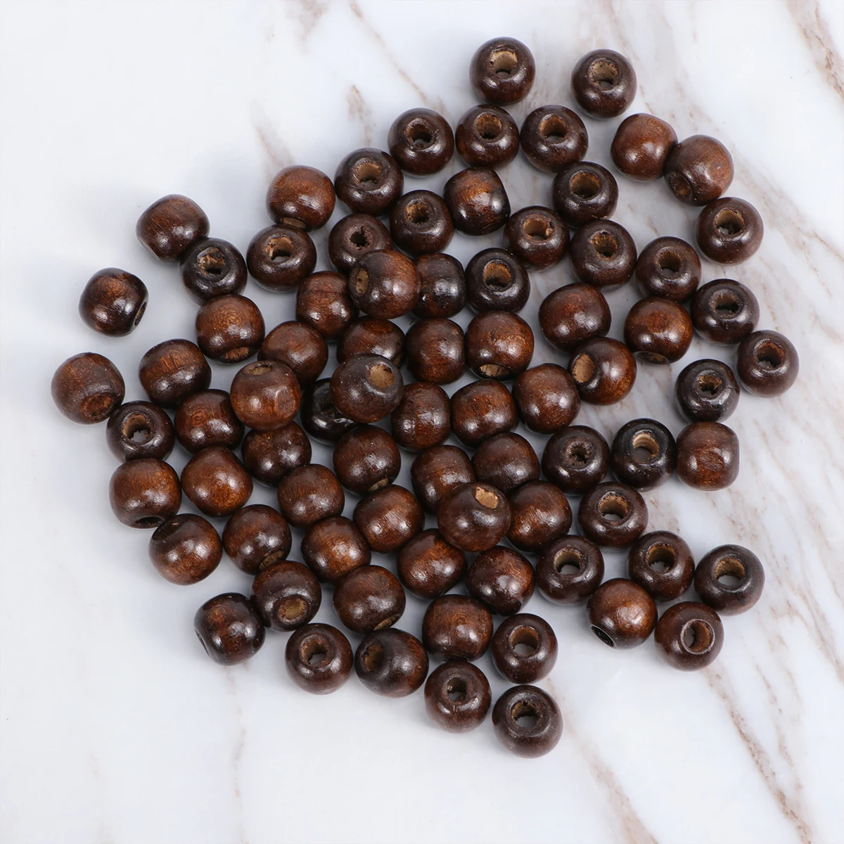 

500pcs Wooden Beads Round Natural DIY Craft Large Hole Smooth Surface Jewelry Making Accessories Trendy Decorations